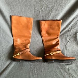Lauren by RL | Camel Tall Rider Boots w/ Gold Detail around ankle - Size 7.5